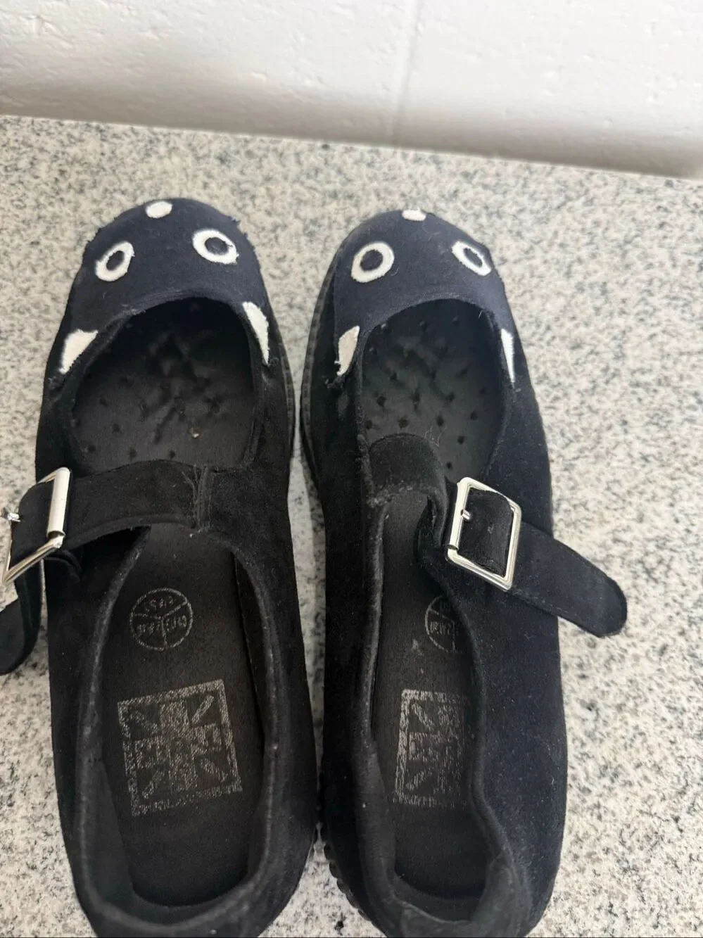 T.U.K. Kitty Cat Mary Jane Creeper Shoes Black White Women’s Size 9 Goth Punk